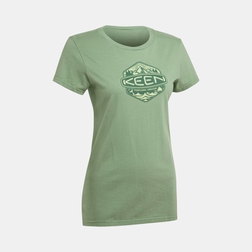 Keen Vêtements En Ligne | T-Shirts Keen Badge Femme Vert (FRN068397)